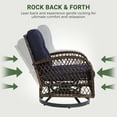 thumbnail image 4 of 3 Piece Patio Swivel Rocker Chairs Set, 2 360-Degree Swivel Rocking Chairs with 1 Glass Top Table, PE Rattan Outdoor Bistro Set with Cushions for Balcony Deck Poolside Backyard Porch, 4 of 9