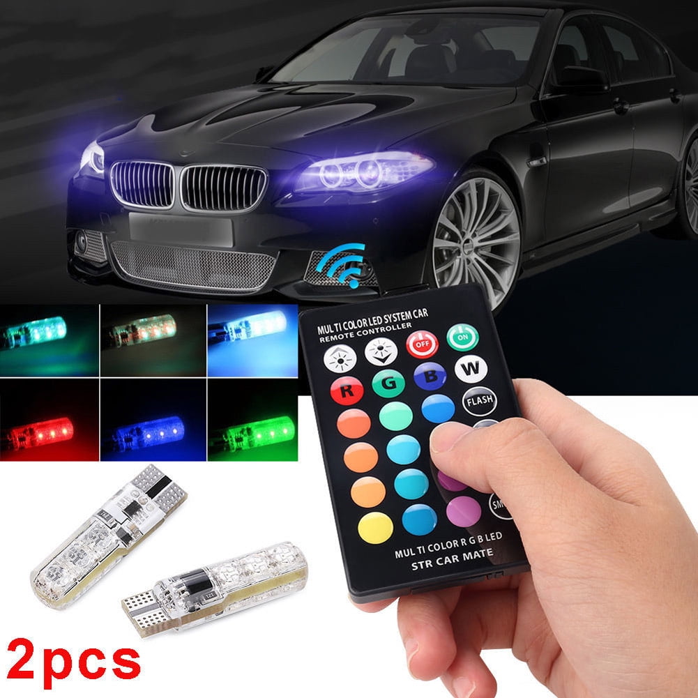 x xotic tech Remote Control T10 5050 LED RGB Multi-Color Interior Wedge Lamp Parking Side-Marker Lights 