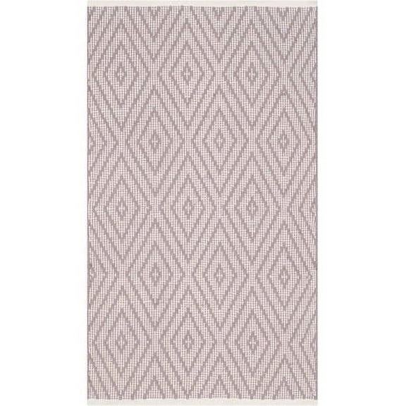 SAFAVIEH Montauk Kimberlyn Geometric Diamond Cotton Area Rug, Grey/Ivory, 8' x 10'