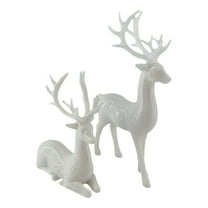 AUDeals Christmas Reindeer Figurines, Elegant Standing and Lying Reindeer Decor Set, Plastic Decor 2Pcs Holiday Home Tabletop Sculptures for Christmas Mantel, Shelf, and Party Centerpiece