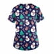 thumbnail image 3 of Puntoco Moda para mujer Camisetas de manga corta con cuello en V Uniforme de trabajo Estampado de Navidad con tops de blusa de bolsillo Puntoco Puntoco-1931, 3 of 4