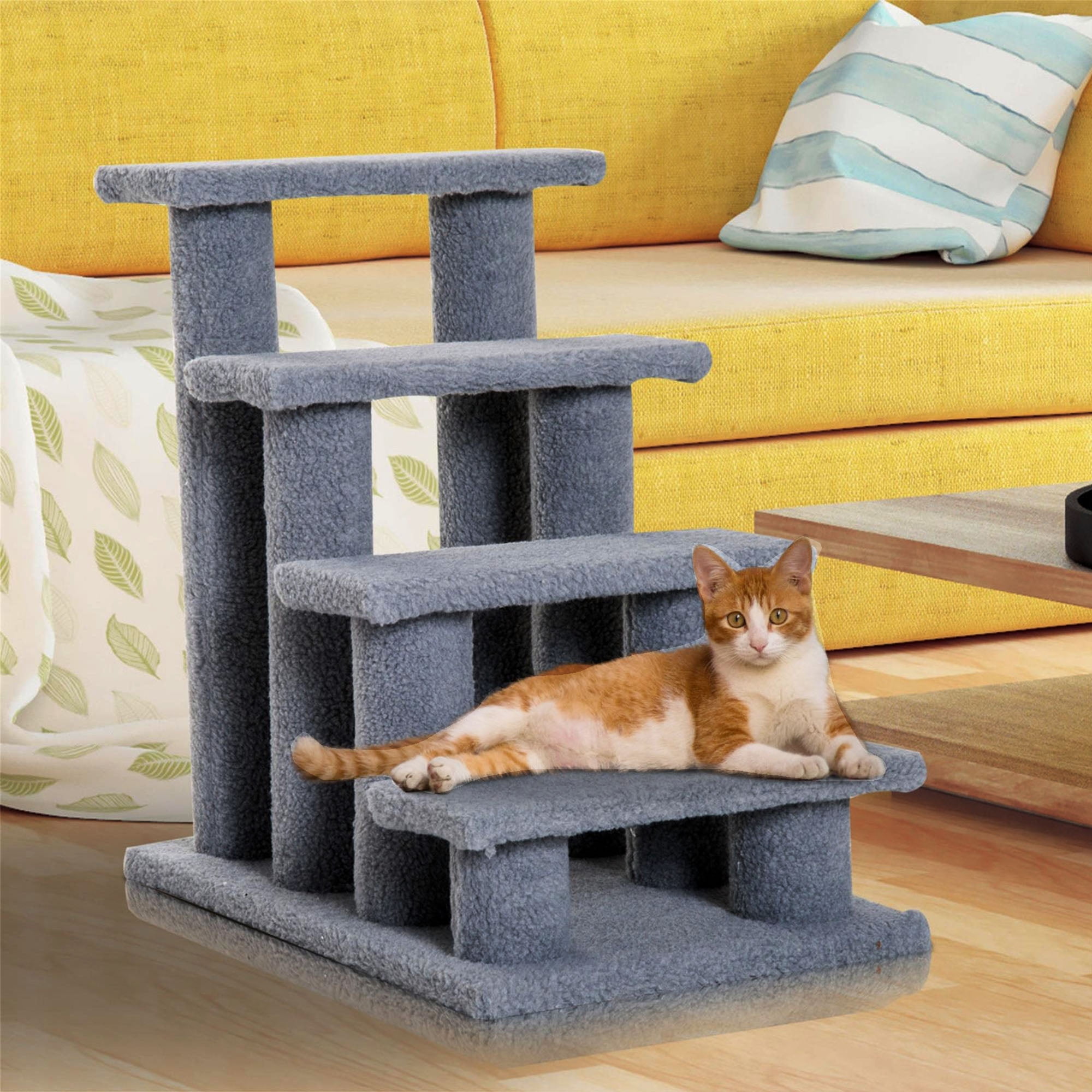Kadyn 24" Pet Stairs for Small Pet, 4-Step Ramp for Beds and Couch with Non-Slip Carpeted Indoor Ladder, Cat Tree Climber, Gray Kadyn 24" Pet Stairs for Small Pet, 4-Step Ramp for Beds and Couch with Non-Slip Carpeted Indoor Ladder, Cat Tree Climber, Gray