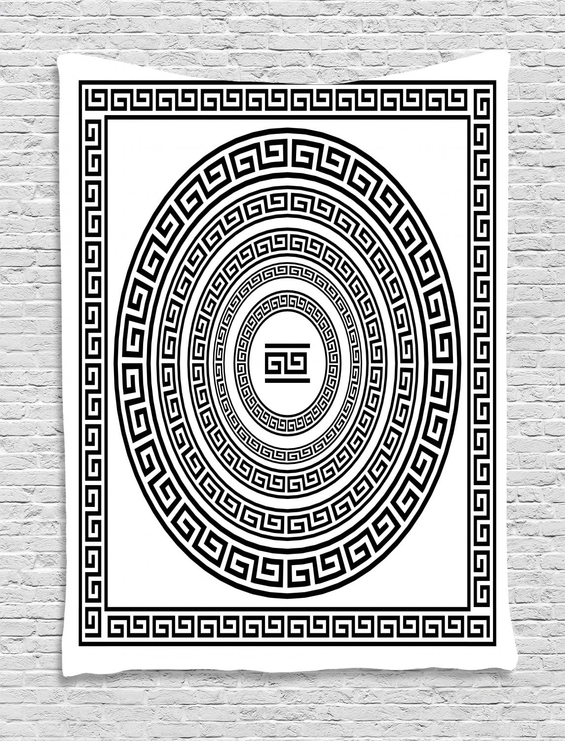 Greek Key Tapestry, Traditional Meander Border Set with Square and