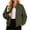 Army Green, variant on Women's Casual Jacket Bomber Jackets Pockets Stand Collar Windbreaker Zip Up Spring Fall Outerwear, Long Sleeve Fall Coats with Pockets, Solid Cropped Jacket Outerwear