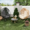 thumbnail image 7 of TQKVIPI Oversized Wicker Egg Chair Outdoor Indoor,Patio Lounge Chair with Thicken Cushions & Durable Steel Frame, Egg Basket Chair 500lbs Capacity for Garden, Backyard, Porch,Bedroom (Grey-Plaid), 7 of 7