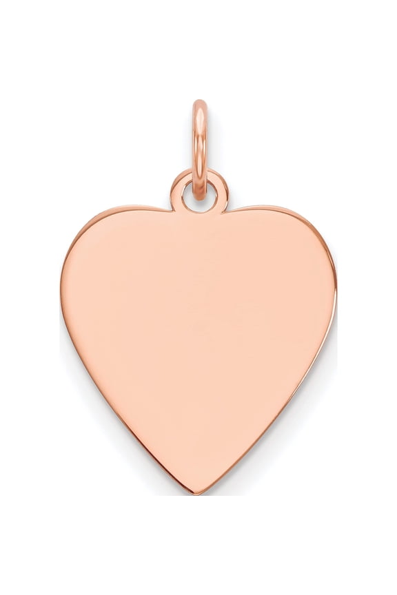 14K Rose Gold Plain .035 Gauge Heart Engravable Disc Charm Made In United States xrm622/35