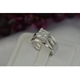 thumbnail image 2 of 2.7ct Princess Cut with 2 Plain Bands Bridal Wedding Engagement Ring Diamond Simulated 925 Sterling Silver Anniversary Rings SKU:00171, 2 of 5