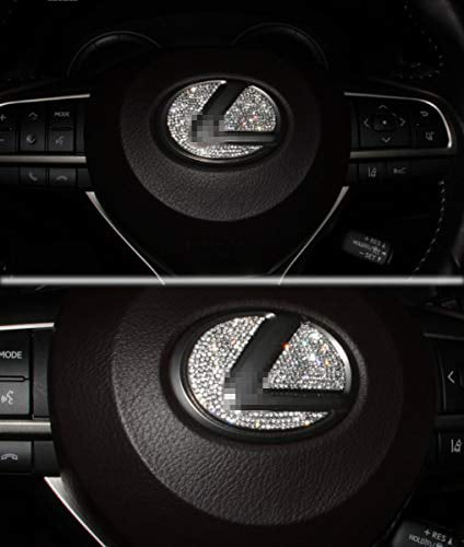 MAXMILO Car Interior Bling Accessories for Lexus ES NX RX LS is CT LX UX GS LC RC GS-F RC-F Steering Wheel Sign Logo 3D Rhinestone Decals Cover