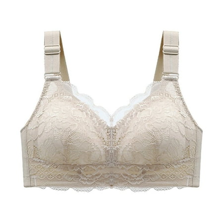 

CAICJ98 Bras for Women Women s Minimizer Plus Size Bra Full Coverage Unlined Soft Lace Underwire Beige