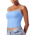 thumbnail image 1 of Camisola Básica de Encaje para Mujer, Cuello Cuadrado, Sin Mangas, Tirantes Finos Azul S, 1 of 6