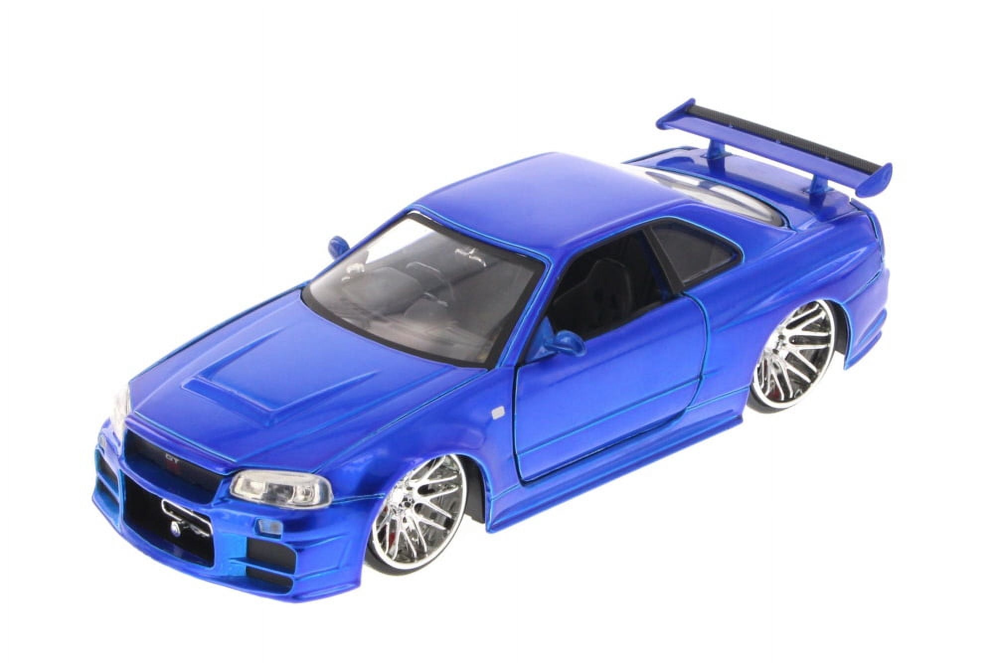 Jada JA97184 1:32 Brian's 1999 Nissan Skyline GT-R (R34) -Silver/Blue, Gris/Bleu