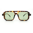 thumbnail image 4 of Mens Squared Rectangular Racer Plastic Urban Hipster Sunglasses Tortoise - Green, 4 of 7