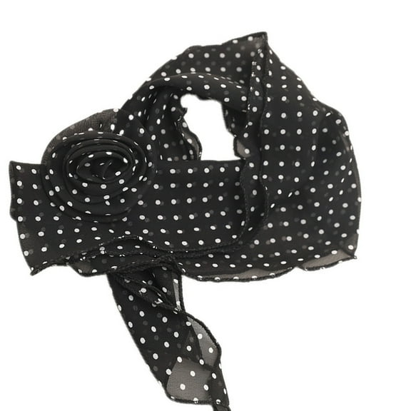 RUISINERY Elegant Long Round Dot Rose Pattern Scarf Silk Feel Neckerchief Feature Soft Fabric for Women Fashion Accessory