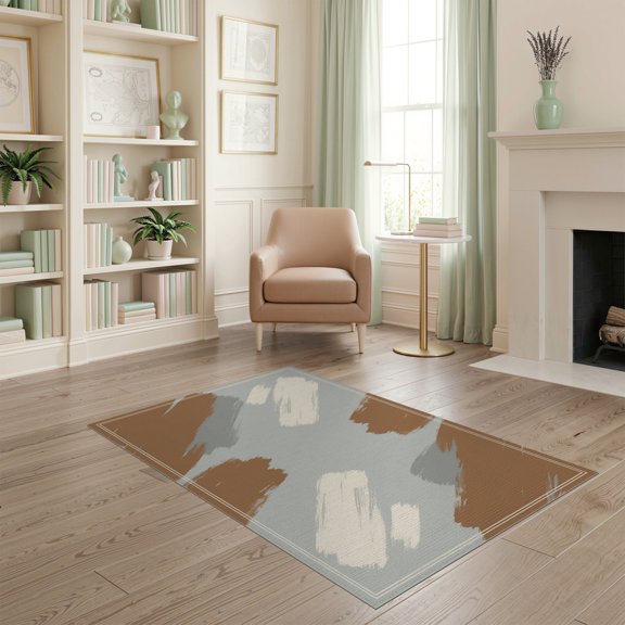 ODIKA Neutral That Asymmetrical Composition Subtle Palette Abstract for Playroom, Bedroom, Reading Nook, Pet Friendly & Kids Safe Play