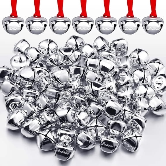 Christmas Bell Ornaments Set, Santa Bells for Xmas Tree Decor, Gifts, and Stocking Stuffers, 24 Pcs