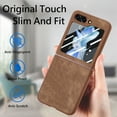 thumbnail image 3 of Dteck Anti-Drop Case for Samsung Galaxy Z Flip 5, Elegant Retro Soft PU Leather Slim Full Body Hard Frame Military Grade Protection for Z Flip 5 Case 5G,Brown, 3 of 8