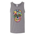 thumbnail image 2 of Wild Bobby Dean Russo Colorful Sugar Skull Streetwear Men Graphic Tank Top, Heather Grey, Medium, 2 of 5