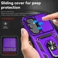 thumbnail image 6 of Armor Case for Samsung Galaxy S24 FE with Camera Lens Sliding Cover & Ring Stand & Support Magnetic Car Mount, Military Grade Shockproof Heavy Duty Protective Case for Galaxy S24 FE, Purple, 6 of 8