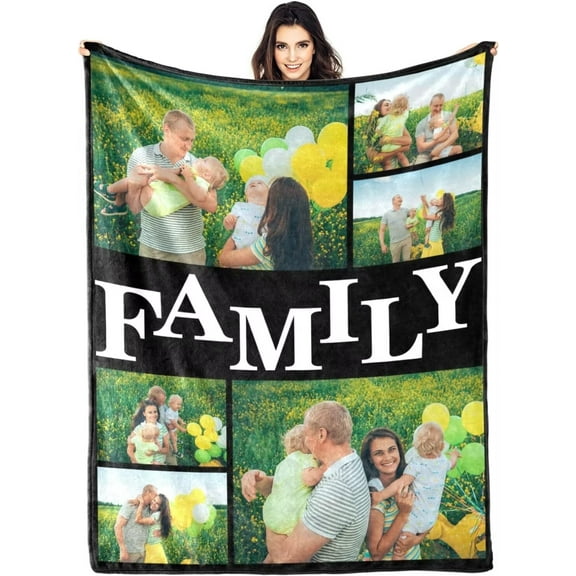 AISENIN Blanket Gifts for Couple Men Dad Women Mom Girls Boys Custom Blankets with Photos Personalized Family Blankets with Pictures Anniversary Customized Blankets with Family