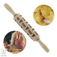 thumbnail image 2 of Gustave 3D Christmas Wooden Rolling Pin Embossing Roller Pins Wood Embossing Embossed XMAS Pattern for Cookies Baking Kitchen Tool (Christmas Tree, 13.8"), 2 of 9