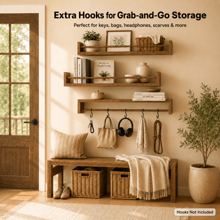 Mehoom 24-Inch Rustic Solid Wood Floating Shelves Set of 3 photo 5