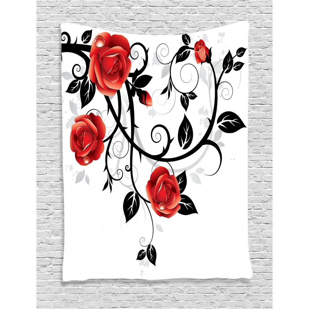 Gothic Tapestry, Ornate Swirling Branches with Roses Garden Flower ...