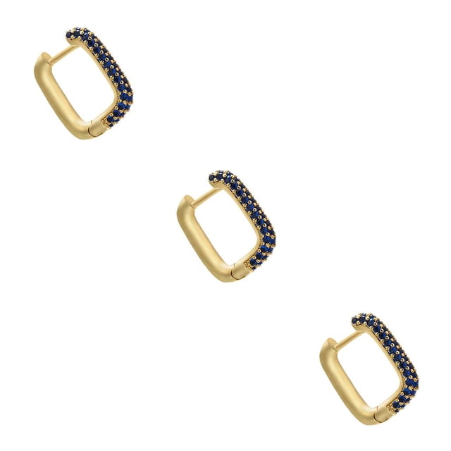 facefd Earring V Shape Ear Drop Alloy Rhinestone Decoration Gift Ear Jewelry, Gold, Blue Rhinestone Gold+Blue 3PCS