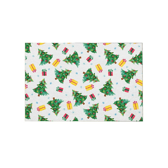 Christmas Bathroom Rugs Entrance Door Floor Mat, Bathroom Anti Slip and Absorbent Christmas Tree Pattern Carpet, Easy to Clean, Foot Pedals Bathroom Floor Mat