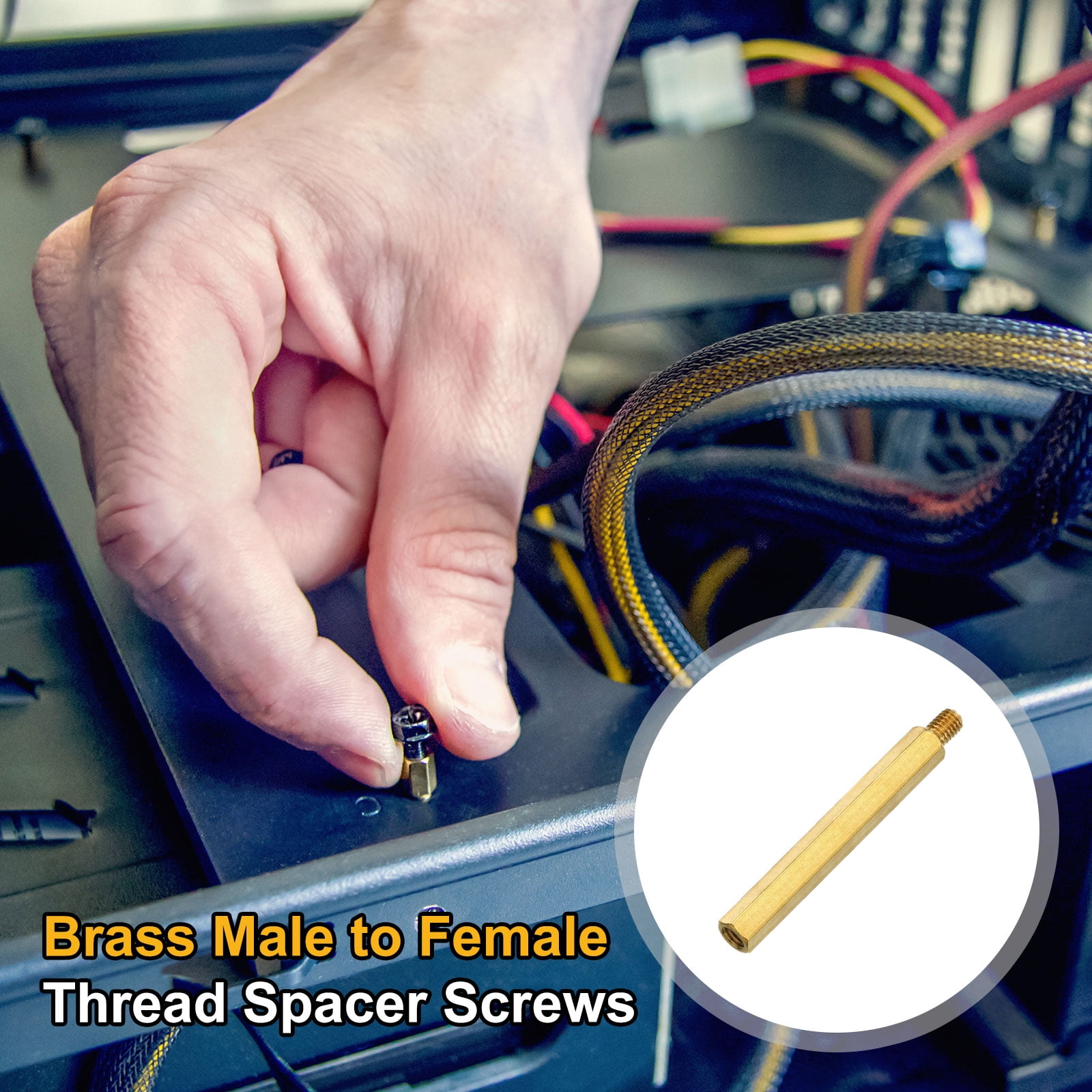 Uxcell 25 Pack Male to Female Thread Spacer Screws, M5 x 50mm + 7mm Brass Hex Standoff Screws PCB Motherboard for Drone Quadcopter, Computer and Circuit Board