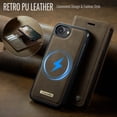 thumbnail image 4 of ELEHOLD Magnetic Detachable Wallet Case for iPhone 16e, Shockproof Faux Leather Stand RFID Card Slots Detachable Mag-Safe Magnetic Case Cover,Removable Back Shell,Coffee, 4 of 12