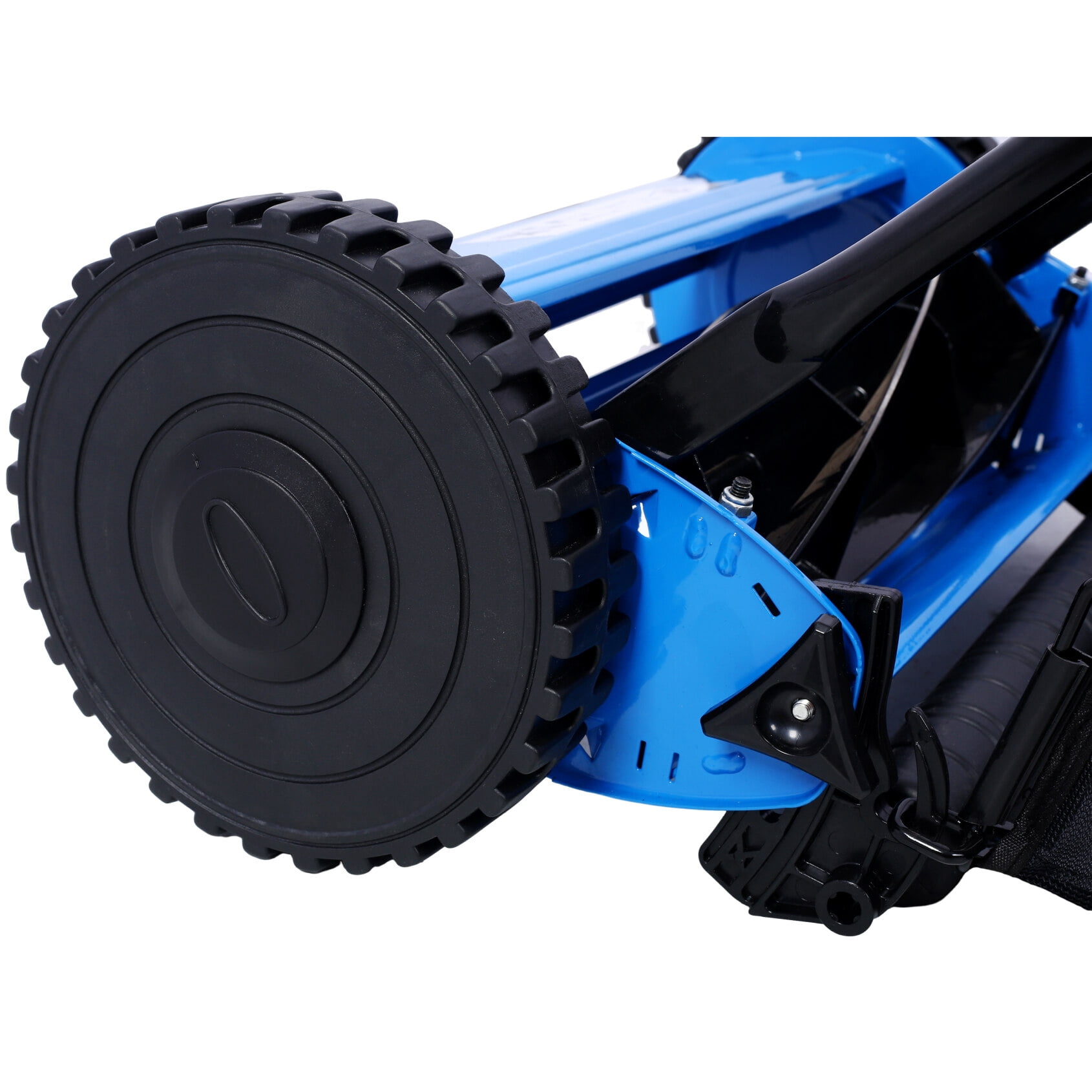 14-Inch 5-Blade Push Reel Lawn Mower with Grass Catcher, Eco-Friendly Silent Mower with Adjustable Blade Height, for Yards, Lawns, Blue