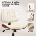 thumbnail image 3 of FASTES Armless Office Chair, Ergonomic Desk Chair Mid-Century Modern Home Vanity Chair Faux Leather Accent Computer Chairs Adjustable Height Swivel, White, 3 of 7