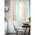 thumbnail image 5 of Coral Cyan Stripe Semi Sheer Curtains 72 Inch Length 2 Panels Set, Geometric Grey White Vertical Striped Sheer Kitchen Curtain Privacy Voile Window Curtain for Living Room Bedroom Rod Pocket Drapes, 5 of 7