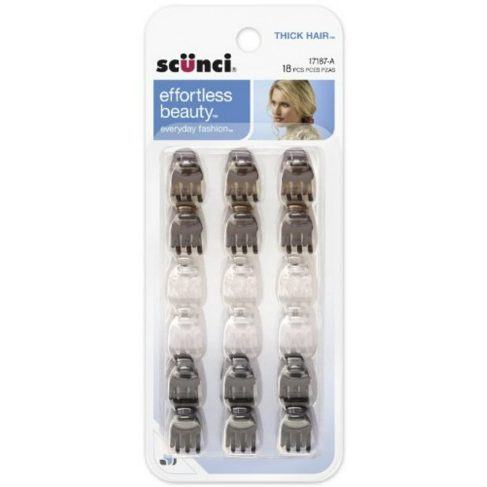 Scunci Effortless Beauty Thick Hair Mini Jaw Clips, 1 cm, 2 Packs Of 18 Count = 36 Clips
