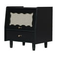 thumbnail image 4 of Wooden Nightstand, Rattan-Woven Storage Cabinet, Exquisite Wood Side Table with Storage for Bedroom Living Room, 4 of 13