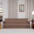 thumbnail image 2 of Housse de Sofa Matelassée Réversible 4 Places, Protecteur de Meuble Résistant à l'Eau, Housse de Canapé Lavable avec Mousse Antidérapante et Sangles Élastiques pour Enfants, Chiens, Animaux (XX Grand, Brun/beige), 2 of 7