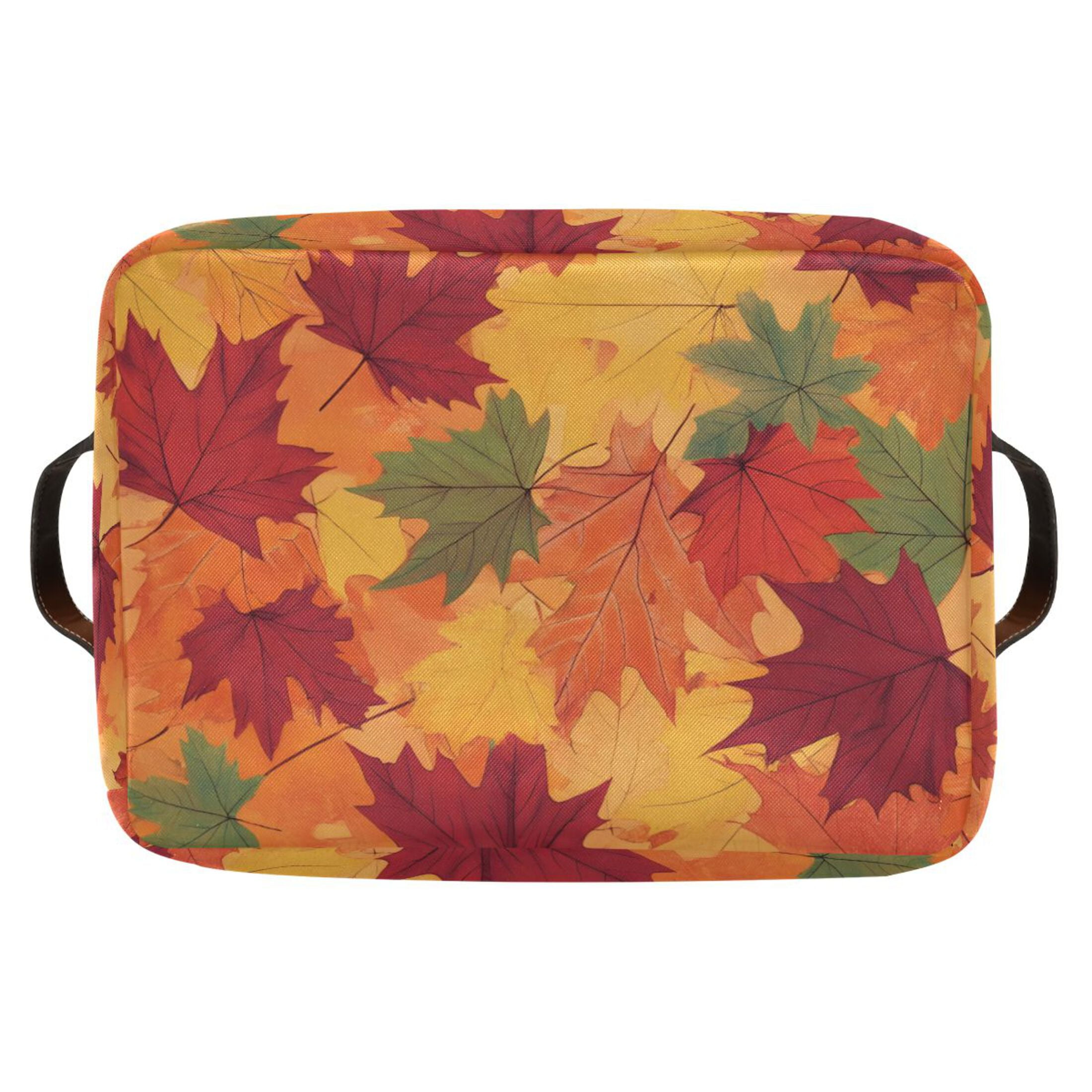 Ryvnso Leaves Fall Storage Basket Large Bin Foldable Boxes Toys Organizer 14.2x10.2x8.3in 2 PCs