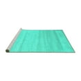 thumbnail image 2 of Ahgly Company Machine Washable Indoor Round Solid Turquoise Blue Modern Area Rugs, 7' Round, 2 of 4