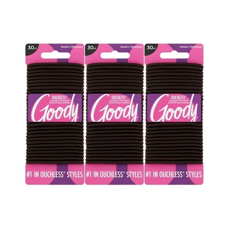Goody Ouchless® Brown Hair Elastics, No Metal Gentle Hair Ties, 90 Ct