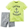 Carters Baby Clothing Outfit Boys 2-Piece Neon Tee & Short Set Captain Adorable Yellow