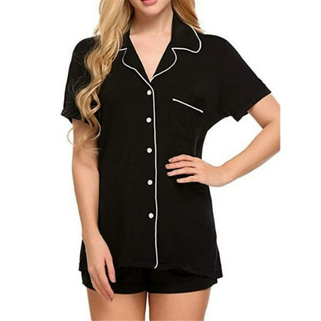 

Aunavey Pajamas Set Short Sleeve Sleepwear Womens Button Down Nightwear Soft Pj Lounge Sets
