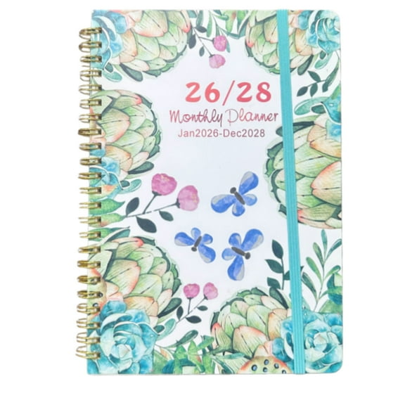 3-Year Family Planner 2026-2028, Floral Abstract Spiral Bound Notebook with Monthly & Weekly Views, Goal & Expense Tracking for Home Office Organization