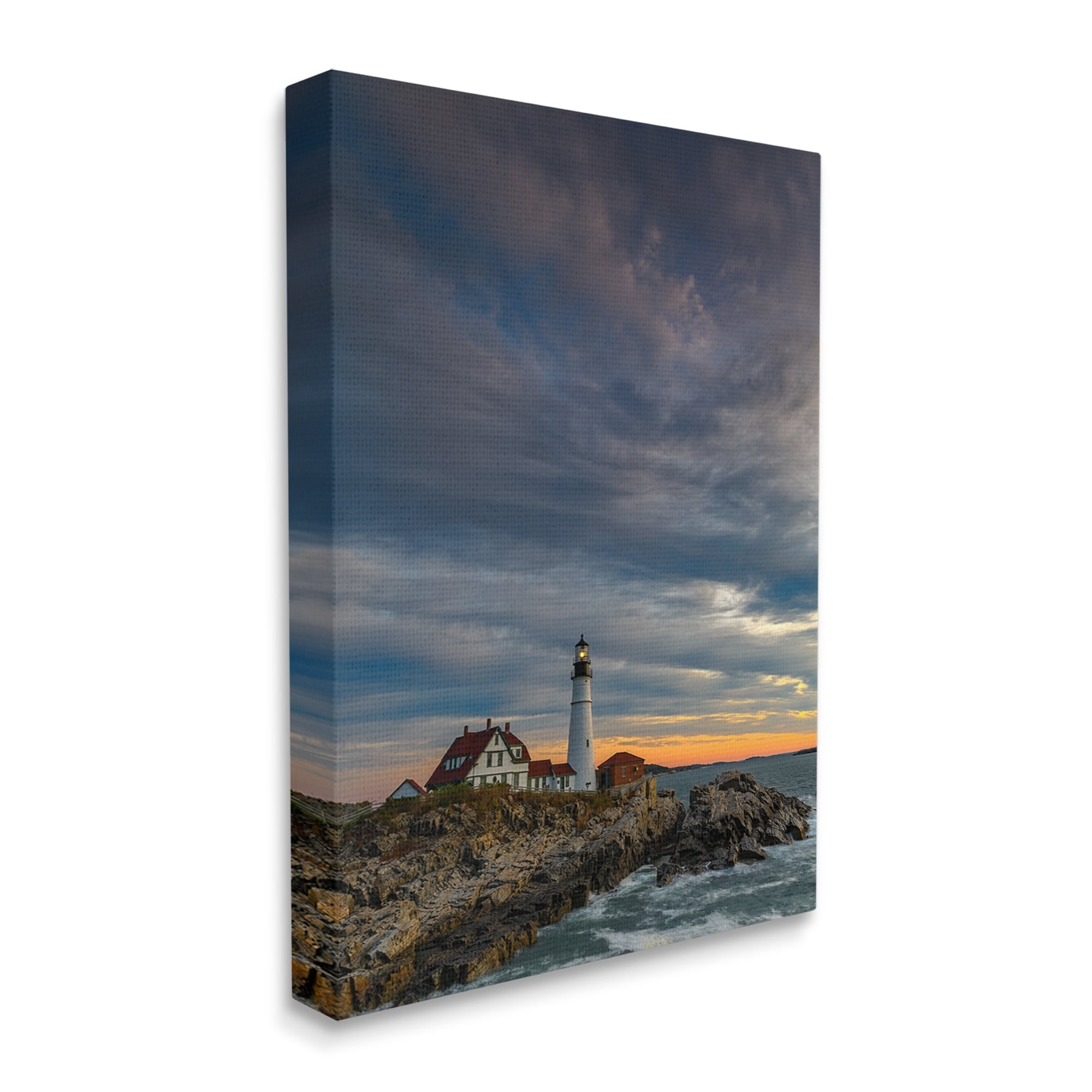 Stupell Seaside Lighthouse Beacon Coast Landscape Photography Gallery Wrapped Canvas Print Wall Art