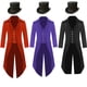 thumbnail image 2 of Chaqueta de frac vintage para hombre, disfraz medieval steampunk, talla grande 5XL, abrigo de mago gótico, maestro de ceremonias con sombrero mágico, 2 of 5