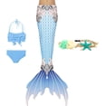 thumbnail image 1 of 4PCS Mermaid Tails for Swimming for Girls Kids Mermaid Swimsuit Costume Princess Bikini Set Bathing Suits_Special Gift, 1 of 5