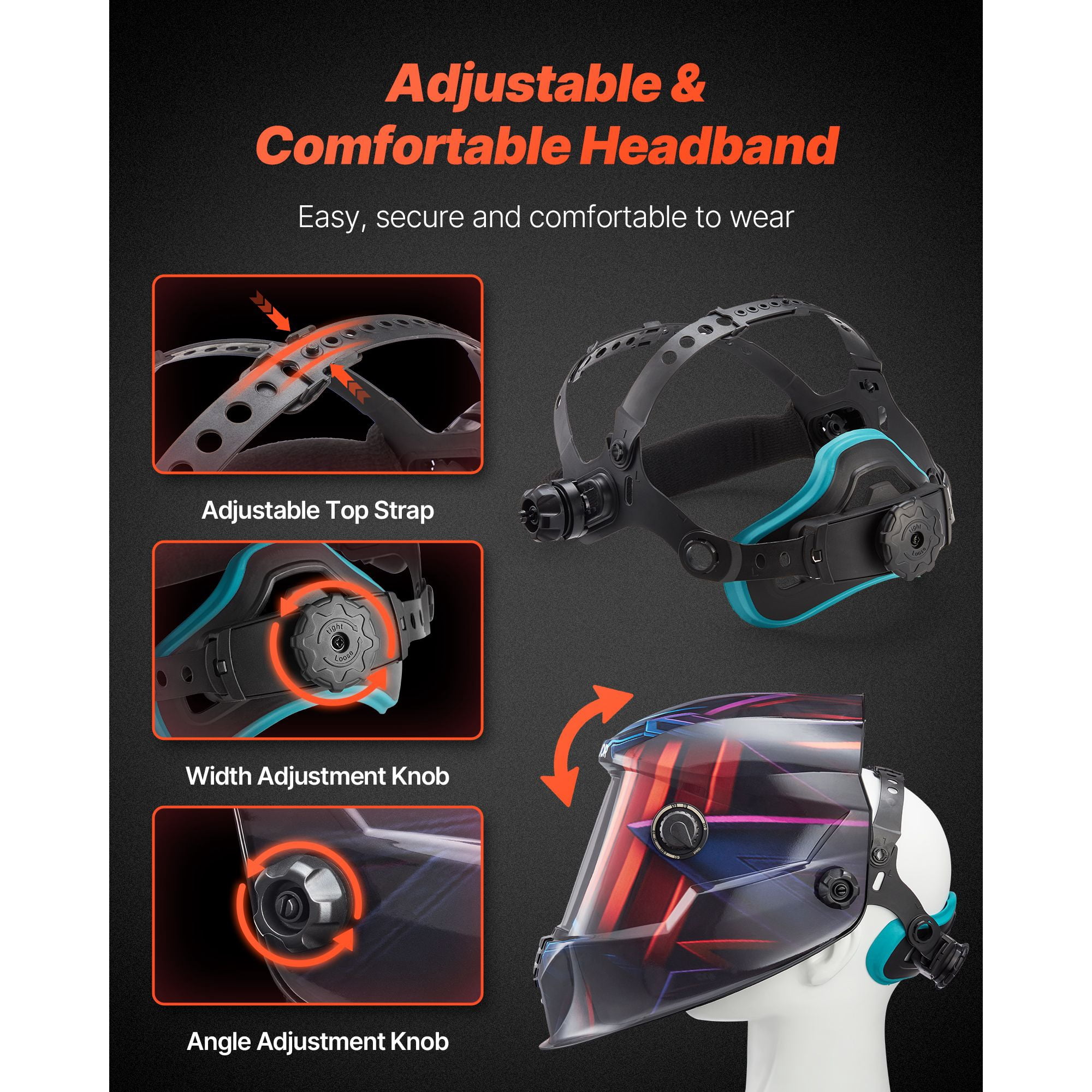 Auto Darkening Welding Helmet, 3.94x3.15 Inch Large True Color Screen, 4 Arc Sensors, 1/20000s Response, DIN 4/5-9/9-13 Adjustable, Solar Powered