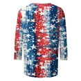 thumbnail image 4 of GERsome Womens American Flag T Shirts 4th of July Patriotic Tops Crewneck 3/4 Sleeve Graphic Shirts Loose Fit USA Veteran Summer Tees S-2XL, 4 of 5