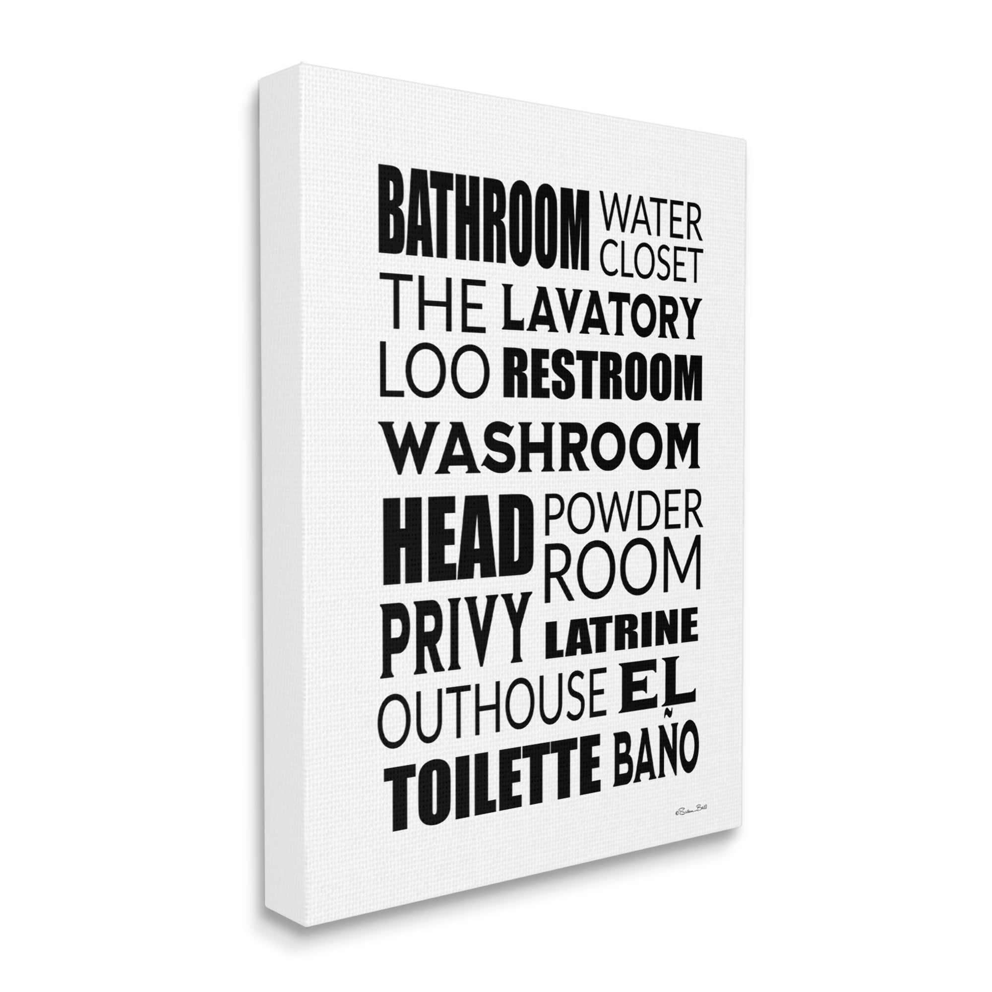 Stupell Bathroom Washroom Loo Phrases Typography Painting Gallery Wrapped Canvas Print Wall Art