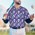 thumbnail image 5 of Picia Skull Purple Flower Pattern Mens Polo Shirts Quick Dry Short Sleeve Golf T Shirt Performance Moisture Wicking Casual Workout Baseball T-shirt-X-Large, 5 of 7