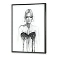 thumbnail image 3 of Designart 'Black and White Portrait of Woman Wearing Evening Dress' Modern Framed Canvas Wall Art Print, 3 of 5